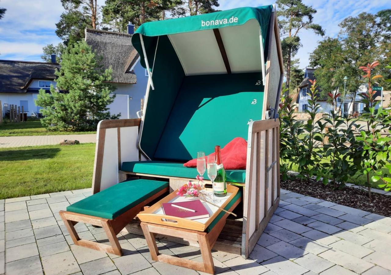 Modernes Reetdach-Ostseeferienhaus Bella Mare, Insel Usedom Mit Sauna, Kamin & Sonnenterrasse Zirchow Ngoại thất bức ảnh